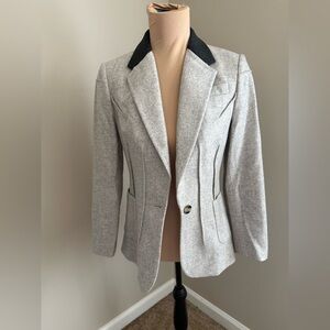 J. Peterman Gray Blazer with Black Collar- Like New